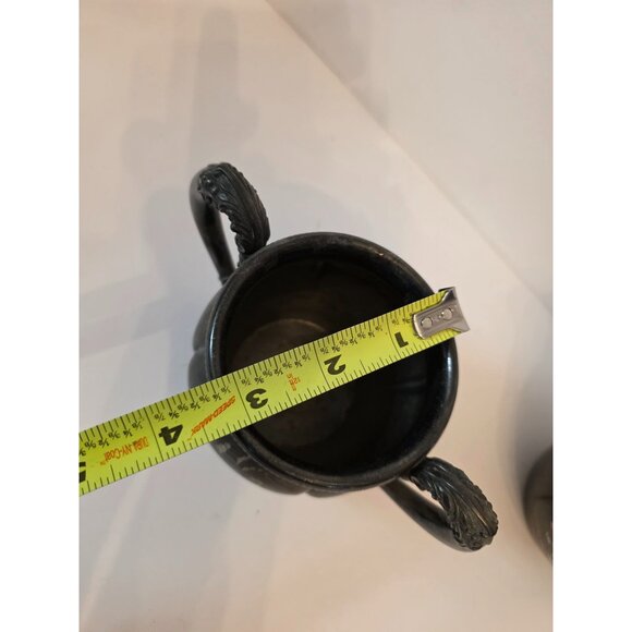 Vintage Forbes Silver Plated Sugar Bowl & Creamer Engraved Floral Ornate Handles - Picture 7 of 14